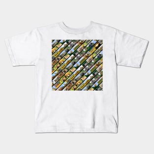 African Wildlife Stripe Collage Black Kids T-Shirt